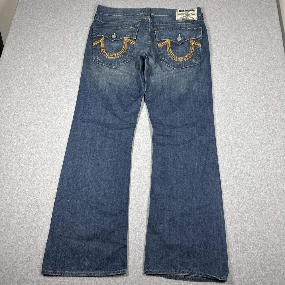 True Religion Men's Boot Cut Jeans Size 36(Fit 37x32) Medium Wash Fade Made USA